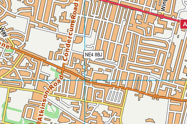 NE4 8BJ map - OS VectorMap District (Ordnance Survey)