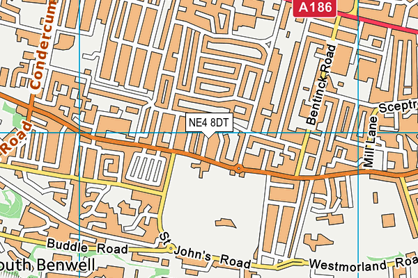 NE4 8DT map - OS VectorMap District (Ordnance Survey)