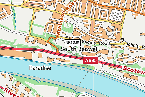 NE4 8JS map - OS VectorMap District (Ordnance Survey)