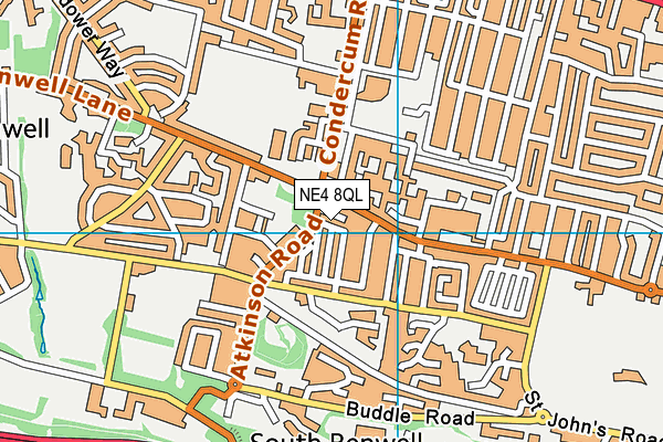 NE4 8QL map - OS VectorMap District (Ordnance Survey)