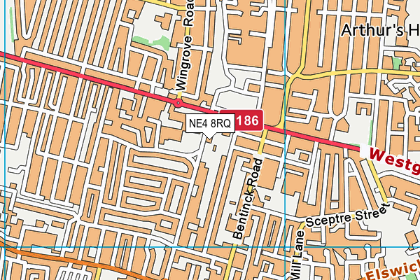 NE4 8RQ map - OS VectorMap District (Ordnance Survey)