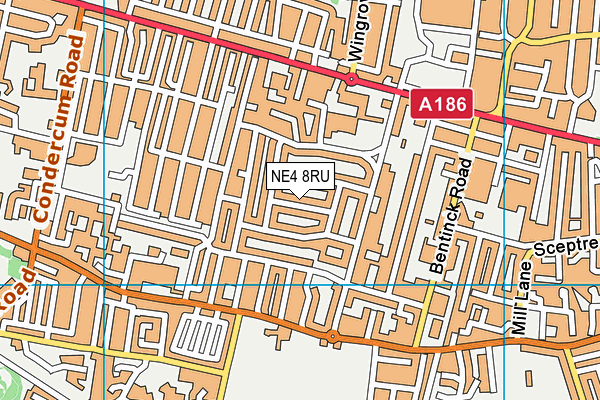 NE4 8RU map - OS VectorMap District (Ordnance Survey)