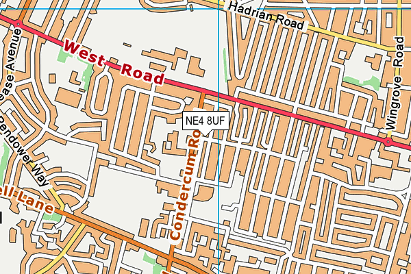 NE4 8UF map - OS VectorMap District (Ordnance Survey)