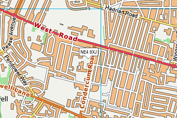 Trinity Academy Newcastle (Oakfield) map (NE4 8XJ) - OS VectorMap District (Ordnance Survey)
