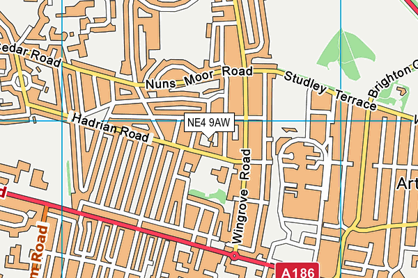 NE4 9AW map - OS VectorMap District (Ordnance Survey)