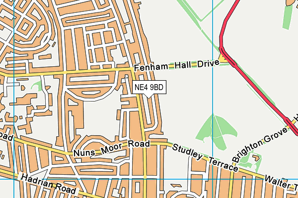 NE4 9BD map - OS VectorMap District (Ordnance Survey)