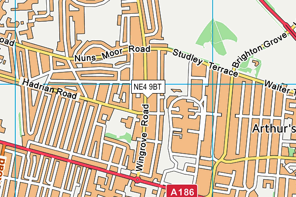 NE4 9BT map - OS VectorMap District (Ordnance Survey)