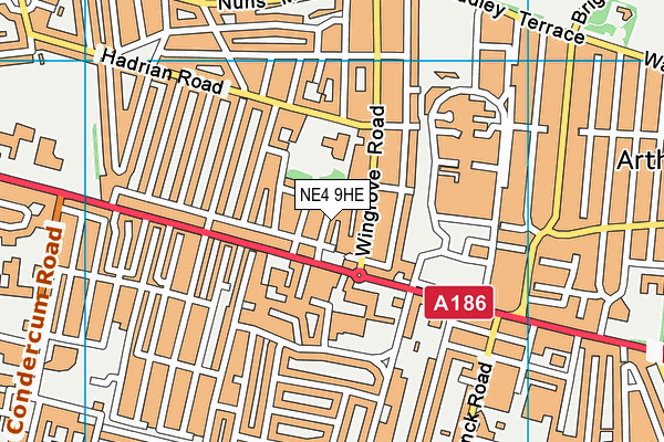 NE4 9HE map - OS VectorMap District (Ordnance Survey)