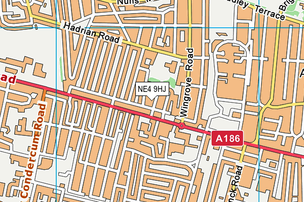 NE4 9HJ map - OS VectorMap District (Ordnance Survey)