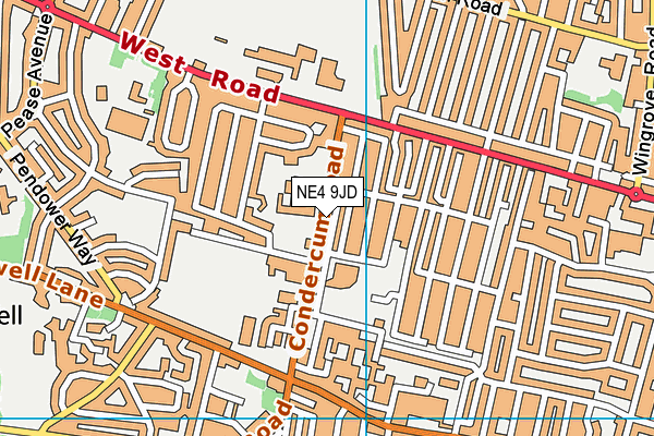 NE4 9JD map - OS VectorMap District (Ordnance Survey)