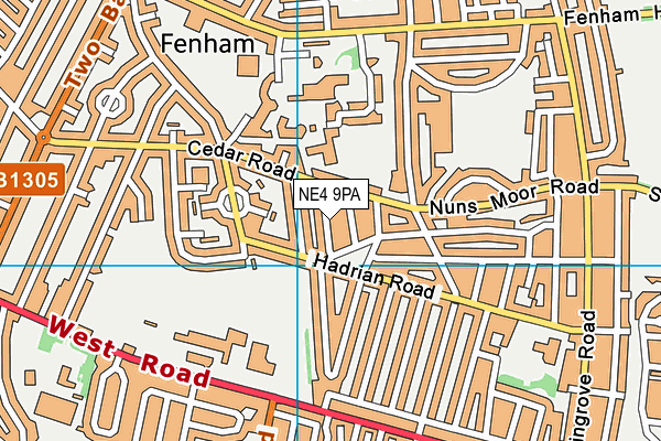 NE4 9PA map - OS VectorMap District (Ordnance Survey)