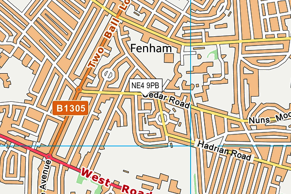NE4 9PB map - OS VectorMap District (Ordnance Survey)