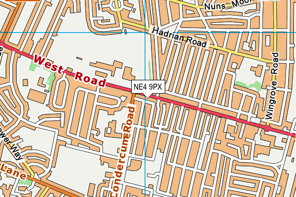 NE4 9PX map - OS VectorMap District (Ordnance Survey)