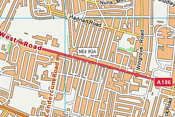NE4 9QA map - OS VectorMap District (Ordnance Survey)