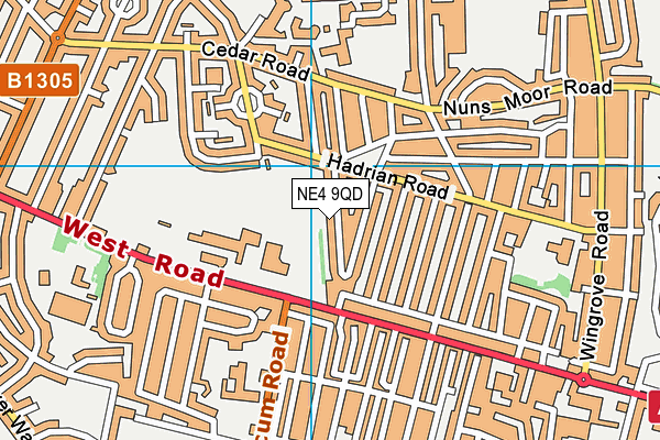 NE4 9QD map - OS VectorMap District (Ordnance Survey)