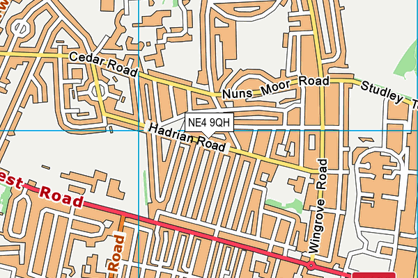 NE4 9QH map - OS VectorMap District (Ordnance Survey)