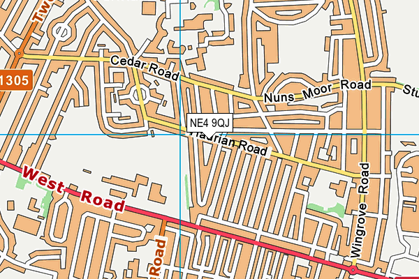 NE4 9QJ map - OS VectorMap District (Ordnance Survey)