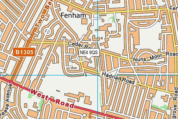 NE4 9QS map - OS VectorMap District (Ordnance Survey)