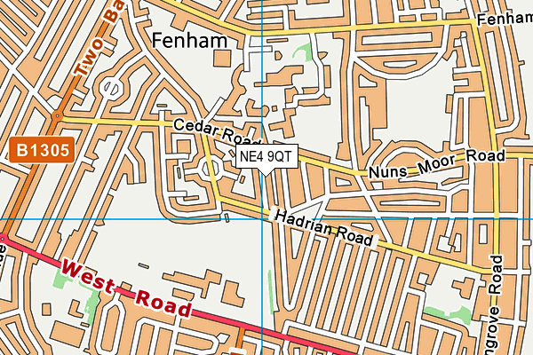 NE4 9QT map - OS VectorMap District (Ordnance Survey)
