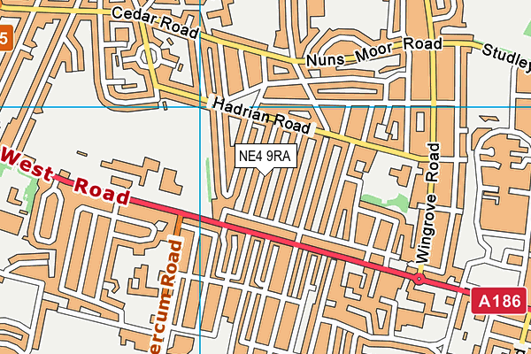 NE4 9RA map - OS VectorMap District (Ordnance Survey)