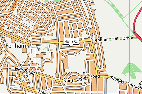 NE4 9XL map - OS VectorMap District (Ordnance Survey)