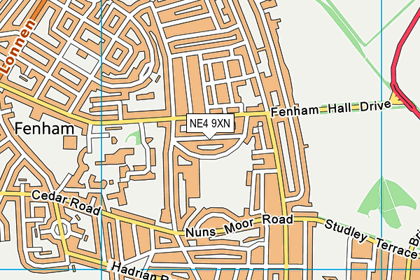 NE4 9XN map - OS VectorMap District (Ordnance Survey)