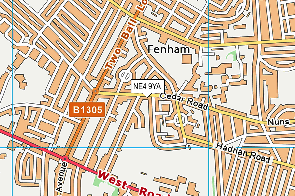 NE4 9YA map - OS VectorMap District (Ordnance Survey)