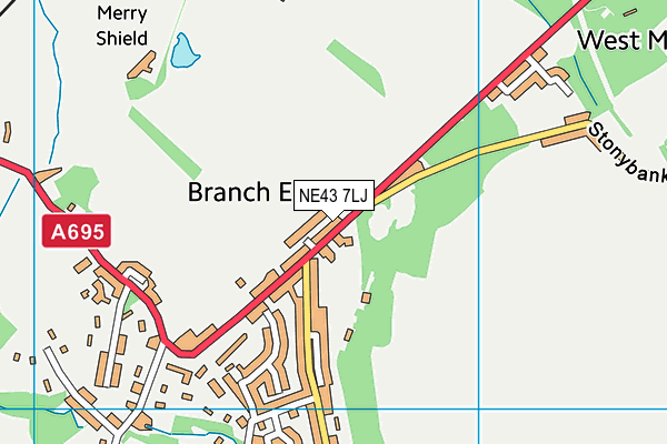 NE43 7LJ map - OS VectorMap District (Ordnance Survey)