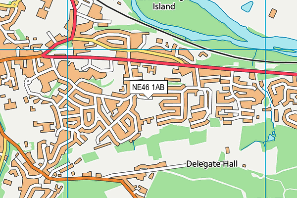 NE46 1AB map - OS VectorMap District (Ordnance Survey)