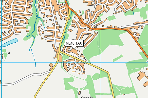 NE46 1AX map - OS VectorMap District (Ordnance Survey)