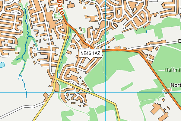 NE46 1AZ map - OS VectorMap District (Ordnance Survey)