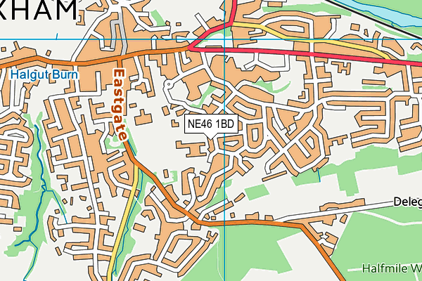 NE46 1BD map - OS VectorMap District (Ordnance Survey)