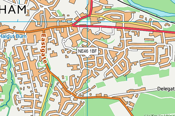 NE46 1BF map - OS VectorMap District (Ordnance Survey)