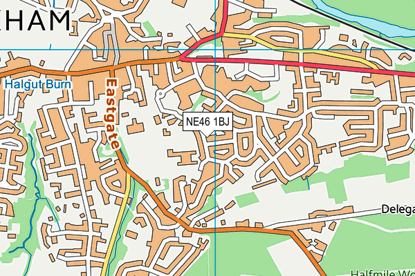 NE46 1BJ map - OS VectorMap District (Ordnance Survey)