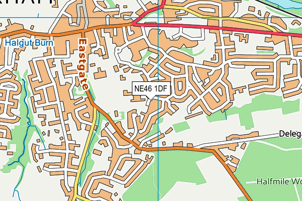 NE46 1DF map - OS VectorMap District (Ordnance Survey)