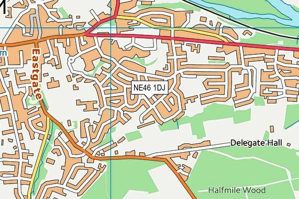 NE46 1DJ map - OS VectorMap District (Ordnance Survey)