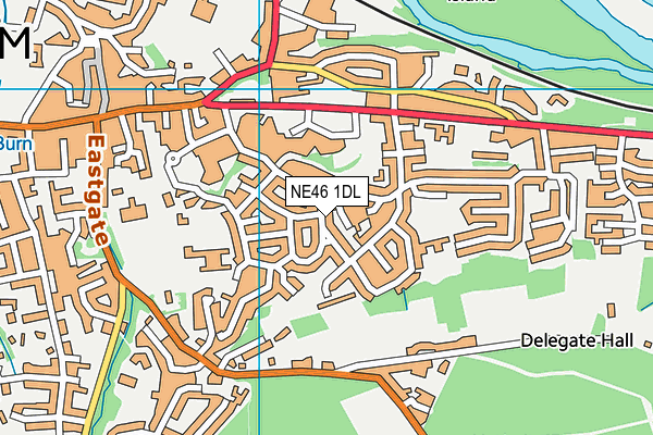 NE46 1DL map - OS VectorMap District (Ordnance Survey)