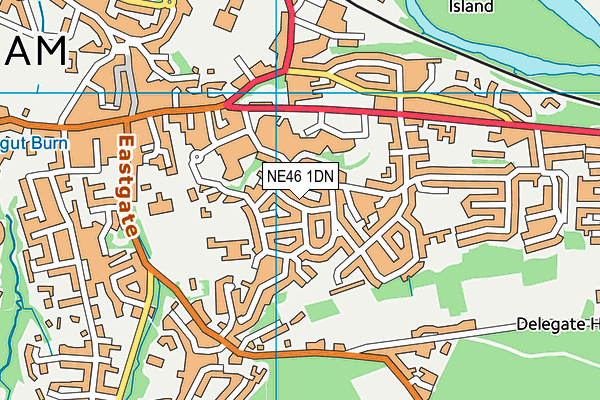 NE46 1DN map - OS VectorMap District (Ordnance Survey)