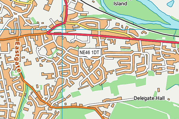 NE46 1DT map - OS VectorMap District (Ordnance Survey)