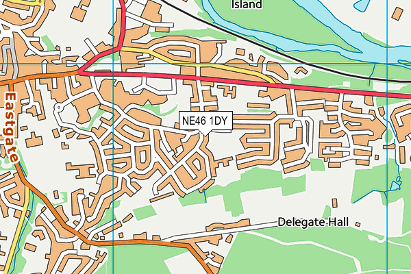 NE46 1DY map - OS VectorMap District (Ordnance Survey)