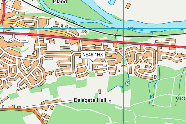 NE46 1HX map - OS VectorMap District (Ordnance Survey)
