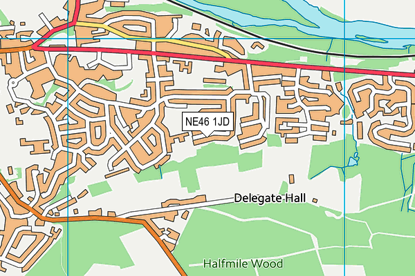 Hexham First School map (NE46 1JD) - OS VectorMap District (Ordnance Survey)
