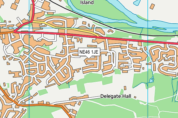 NE46 1JE map - OS VectorMap District (Ordnance Survey)