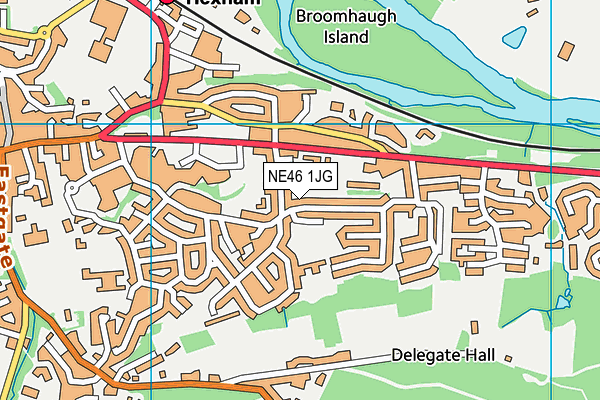 NE46 1JG map - OS VectorMap District (Ordnance Survey)