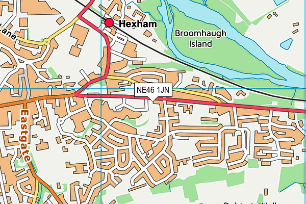 NE46 1JN map - OS VectorMap District (Ordnance Survey)