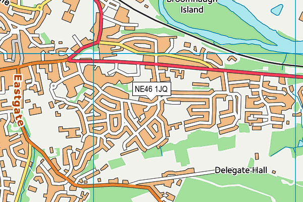 NE46 1JQ map - OS VectorMap District (Ordnance Survey)