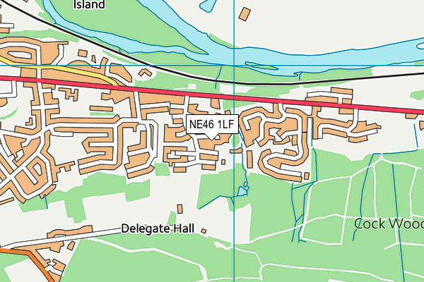 NE46 1LF map - OS VectorMap District (Ordnance Survey)