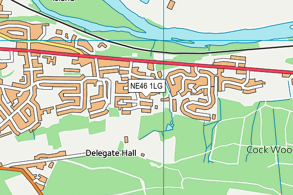 NE46 1LG map - OS VectorMap District (Ordnance Survey)