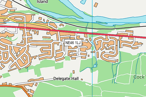 NE46 1LJ map - OS VectorMap District (Ordnance Survey)