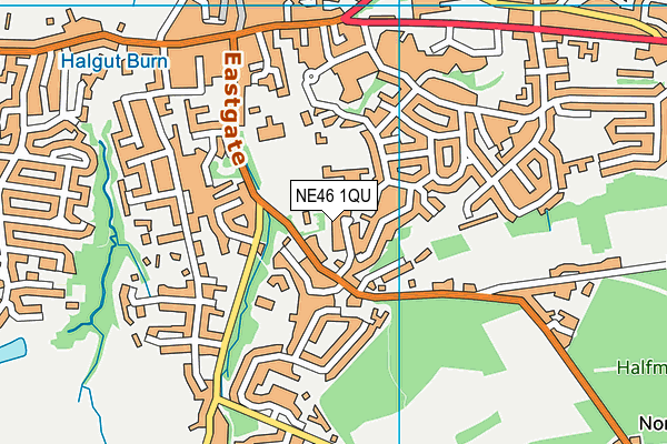 NE46 1QU map - OS VectorMap District (Ordnance Survey)